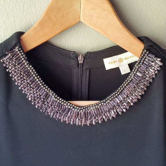 Tory Burch Black Statement Collar Dress Size Large - Picture 4 of 8